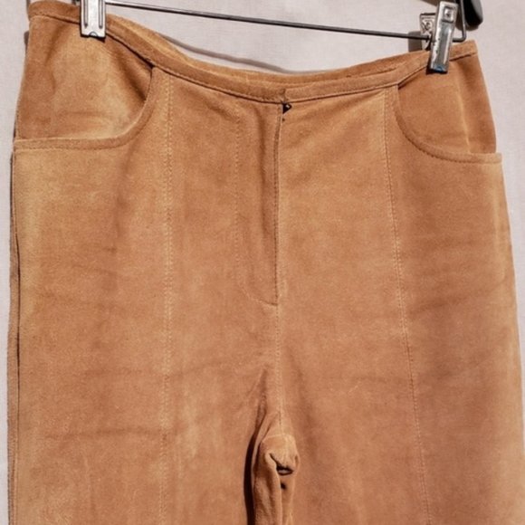 DKNY SUEDE JEANS TAN HEAVY WEIGHT PANTS SZ 4 - Picture 1 of 4
